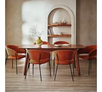 Habitat Callan Extending Walnut Dining Table&6 Orange Chairs