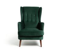 Habitat Callie Velvet Wingback Chair - Forest Green