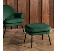 Habitat Celine Velvet Footstool - Green
