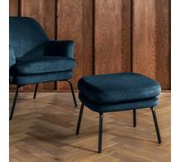 Habitat Celine Velvet Footstool - Navy