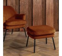 Habitat Celine Velvet Footstool - Orange