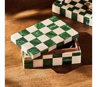 Habitat Checkered Resin Green Trinket Box