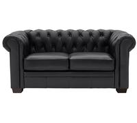 Habitat Chesterfield Leather 2 Seater Sofa - Black