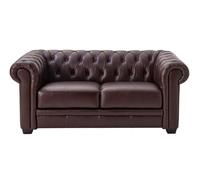 Habitat Chesterfield Leather 2 Seater Sofa - Chocolate