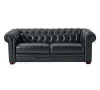 Habitat Chesterfield Leather 3 Seater Sofa - Black
