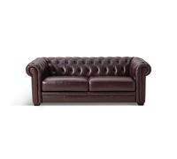 Habitat Chesterfield Leather 3 Seater Sofa - Chocolate