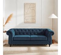 Habitat Chesterfield Velvet 3 Seater Sofa Bed - Blue