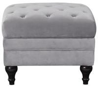 Habitat Chesterfield Velvet Storage Footstool - Light Grey