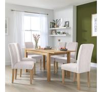Habitat Clifton Extend Natural Dining Table & 4 Cream Chairs