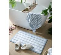 Habitat Coastal Horizontal Stripe Cotton Bath Mat-Blue&White