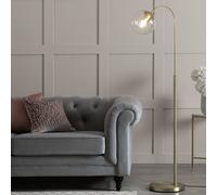 Habitat Coleman Glass Shade Metal Floor Lamp - Brass