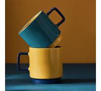 Habitat Colour Block Pack of 2 Stoneware Stacking Mugs