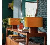 Habitat Corduroy Touch Table Lamp - Mustard & Walnut