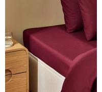 Habitat Cotton 200 TC Plain Burgundy Fitted Sheet - Superking