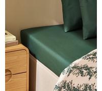 Habitat Cotton 200 TC Plain Forest Green Fitted Sheet - Single