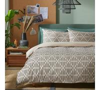 Habitat Cotton Clipped Stripe Beige Bedding Set - Superking