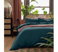 Habitat Cotton Linen Look Plain Navy Bedding Set - King size