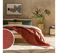 Habitat Cotton Plain Textured Throw - Terracotta - 150x200cm
