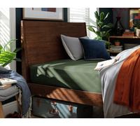 Habitat Cotton Rich 180 TC Plain Green Fitted Sheet - King