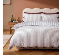 Habitat Cotton Stripe with Ties Blue Bedding Set - King size
