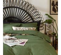 Habitat Cotton Textured Plain Green Bedding Set - Kingsize