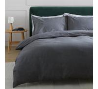 Habitat Cotton Textured Print Charcoal Bedding Set - King