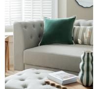 Habitat Cotton Velvet Cushion - Green - 43x43cm