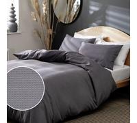 Habitat Cotton Waffle Plain Charcoal Bedding Set - Kingsize