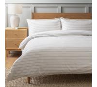 Habitat Cotton Washed Stripe White Bedding Set - Double