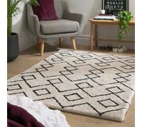 Habitat Diamond Tufted Cream & Black Rug - 120x170cm