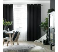 Habitat Dimout Velvet Eyelet Curtains - Black - 168x183cm