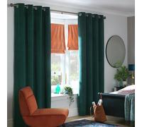 Habitat Dimout Velvet Eyelet Curtains - Emerald - 117x137cm