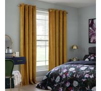 Habitat Dimout Velvet Eyelet Curtains - Mustard - 117x183cm