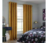 Habitat Dimout Velvet Eyelet Curtains - Mustard - 168x183cm