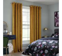 Habitat Dimout Velvet Eyelet Curtains - Mustard - 229x229cm