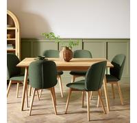 Habitat Dorney Oak Dining Table & 6 Green Chairs