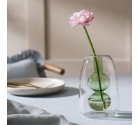 Habitat Double Walled Bud Vase/Glass Diffuser Vessel - Green
