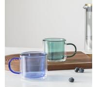 Habitat Double Walled Set of 2 Mugs - Blues & Green