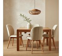 Habitat Drio Extending Oak Dining Table & 4 Cream Chairs