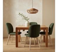 Habitat Drio Extending Oak Dining Table & 4 Green Chairs