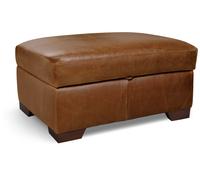 Habitat Eton Leather Storage Ottoman Footstool - Tan