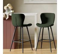 Habitat Etta Pair of Fabric Bar Stools - Green