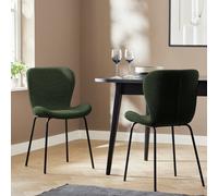 Habitat Etta Pair of Fabric Dining Chair - Green