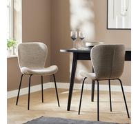 Habitat Etta Pair of Fabric Dining Chair - Natural