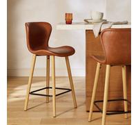 Habitat Etta Pair of Faux Leather Bar Stool - Brown