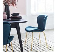Habitat Etta Pair of Velvet Dining Chair - Blue