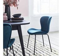 Habitat Etta Pair Velvet Blue Metal Leg Chairs