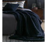 Habitat Faux Shearling Throw - Navy - 125X150cm