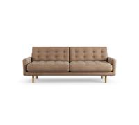 Habitat Fenner Velvet 3 Seater Sofa - Latte - Ash Leg