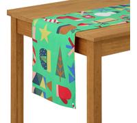 Habitat Festive Icons & Stripe Reversible Table Runner-Green